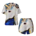 thumbnail image 5 of Picia Starry White Horse Pajamas Sets for Women Soft Short-Sleeved Pjs with Lounge Shorts Two Piece Sleepwear-Medium, 5 of 9