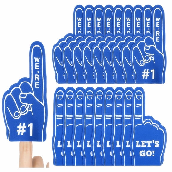 24Pcs Mini Foam Fingers, Sports Fan Cheerleading Foam Hand for Sports Themed Party & Cheerleader Gifts (Blue)