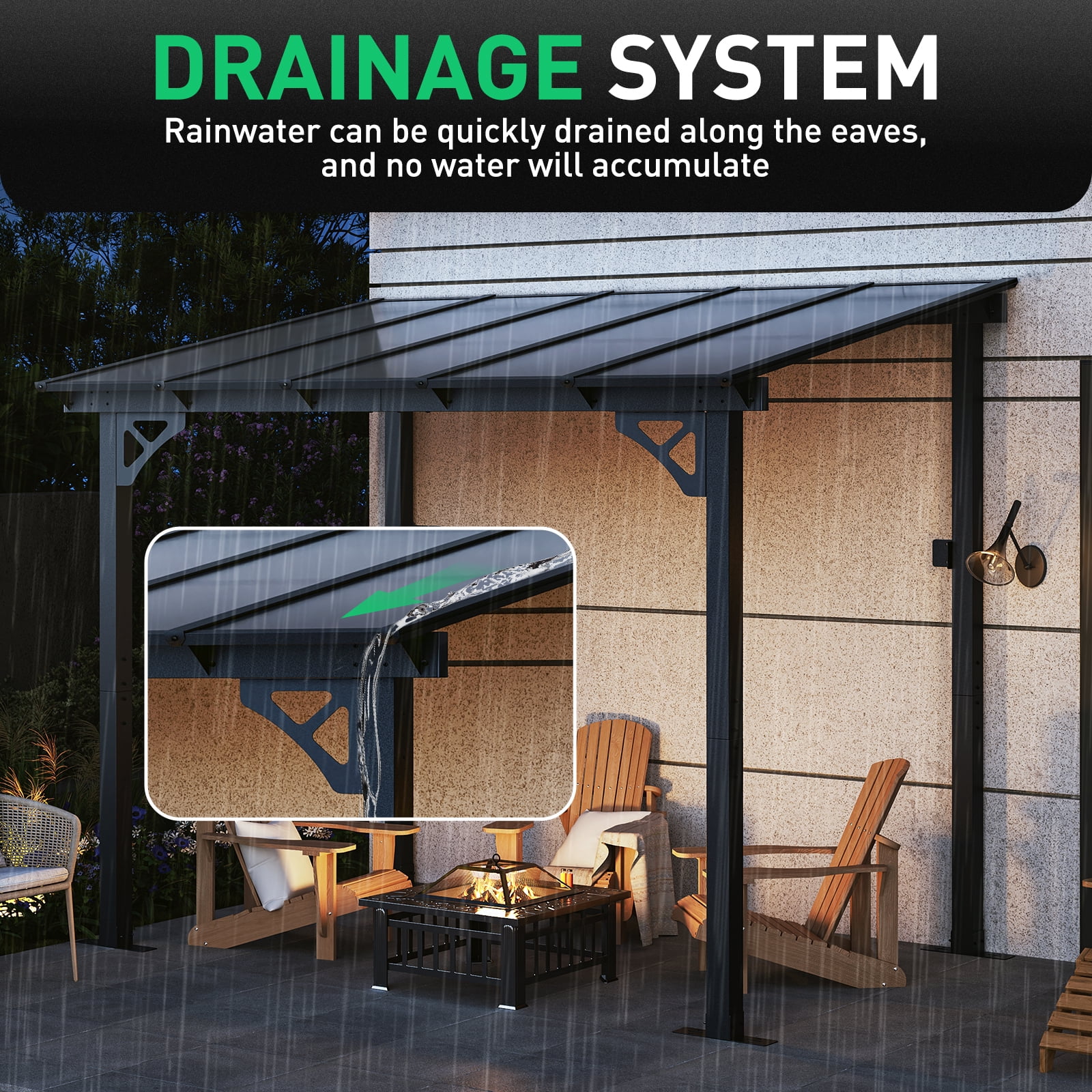 Aoxun 8' x 5' Gazebo for Patio, Gazebo Pergola with Sloped Roof, Grill Gazebo Large Wall-Mounted Heavy Duty Awnings, for Backyard, Deck, Patio