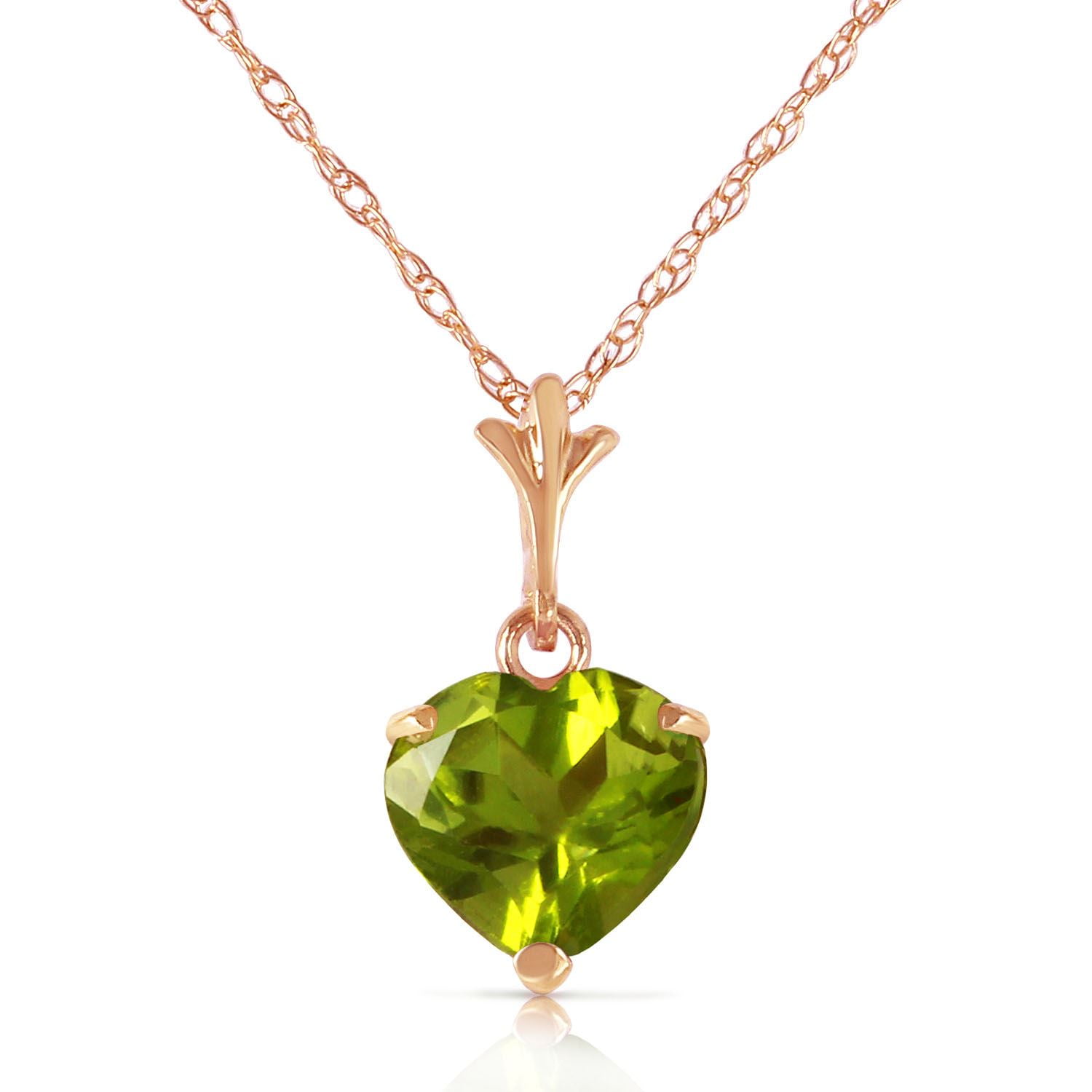 ALARRI 14K Solid Rose Gold Necklace w/ Rose Topaz & Emerald with 18 Inch Chain Length 