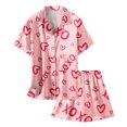 thumbnail image 4 of LUOGENLI Pajamas Girls Christmas Pajamas Size 14-16 Cotton Girls' Valentine's Day Printed Pajamas Short Sleeved Button Top Shorts Home Pajamas Set 12-13 Years, 4 of 4