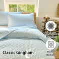 thumbnail image 2 of Light Blue Gingham King Quilt Set, Soft Pre-Washed Microfiber Blue Plaid King Bedspread, Lightweight Checked Summer Quilt, Grid Bedding Coverlets for All Seasons (Includes 1 Quilt, 2 Pillow Shams), 2 of 7