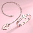 thumbnail image 2 of Pulsera con candado y collar con llave, joyería para parejas de acero titanio, regalo romántico, 2 of 3