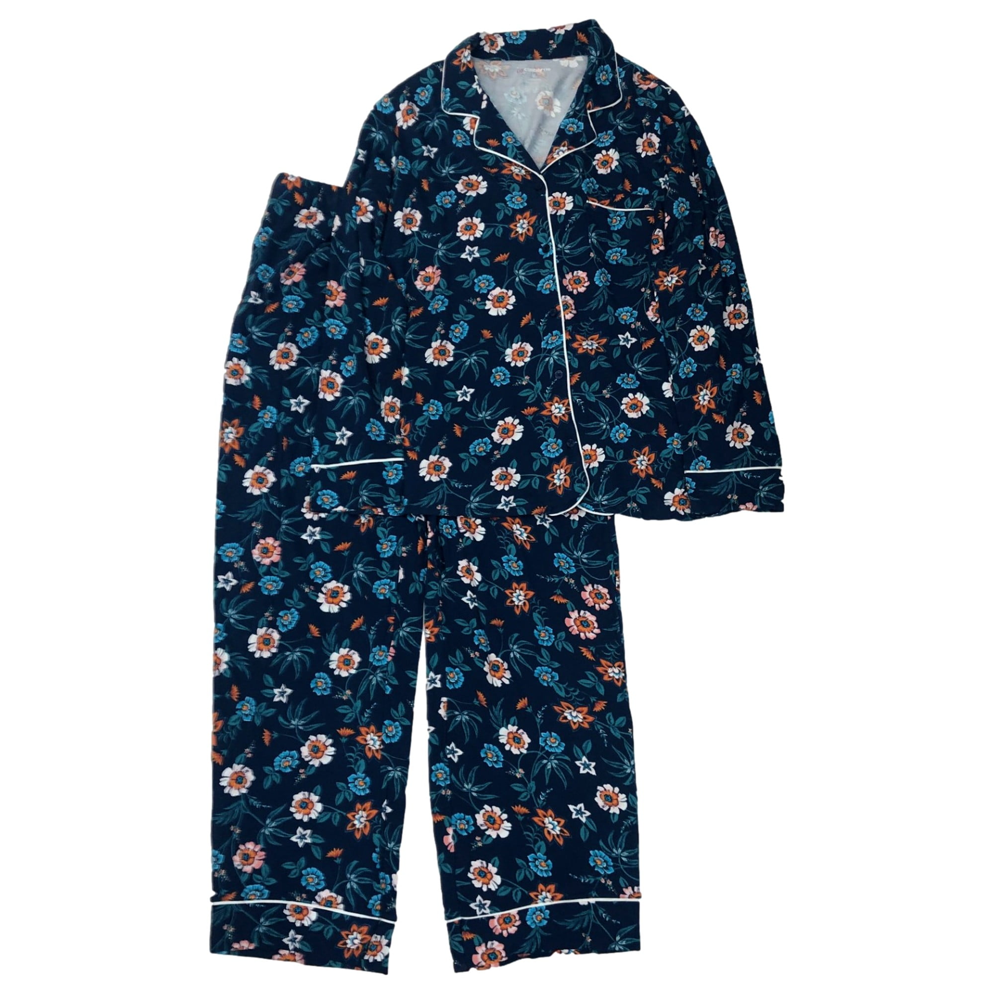 Womens 3/4 Sleeve Cotton Notch Collar Capri Pant Pajama Set