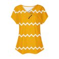 thumbnail image 4 of Tops For Women Trendy Sevevn Women's V-Neck Printed Button-up Short Sleeve Top Shirt T-Shirt Top Shirt, 4 of 5