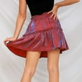 thumbnail image 5 of Women's High Waist Short Skirt, Solid Color Elastic Waist A-Line Mini Skirt, Casual Daily Skirt for Spring, Summer, Autumn and Everyday Outfits Red S, 5 of 6