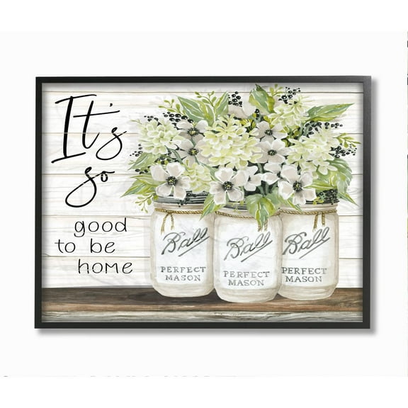 Stupell Industries So Good To Be Home Phrase Charming Floral Bouquet Framed Wall Art Design by Cindy Jacobs, 11" x 14", Black Framed