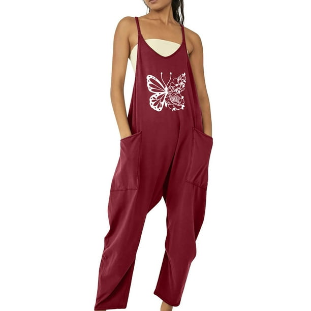 Jumpsuits for Women V Neck Casual Loose Harem Long Pants Outfits
