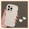 thumbnail image 3 of Phone Case for iPhone 13 Pro, Solid Color Curly Wave Frame Soft TPU Bumpers Back Phone Cover for iPhone 13 Pro (6.1 inch), Cute iPhone Case for Women Girls, White, 3 of 7