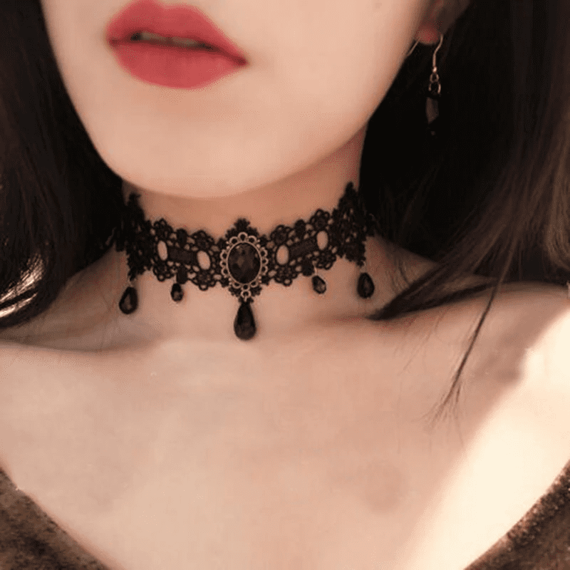 Gothic Victorian Crystal Tassel Choker Necklace Black Collar Vintage - Walmart.com