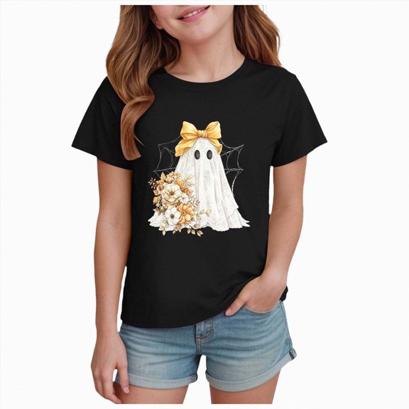 TOWED22 Kids Girls Boys Halloween Shirts Fun Graphic T-Shirt Spooky Season Tee Tops Short Sleeve Fall Outfit