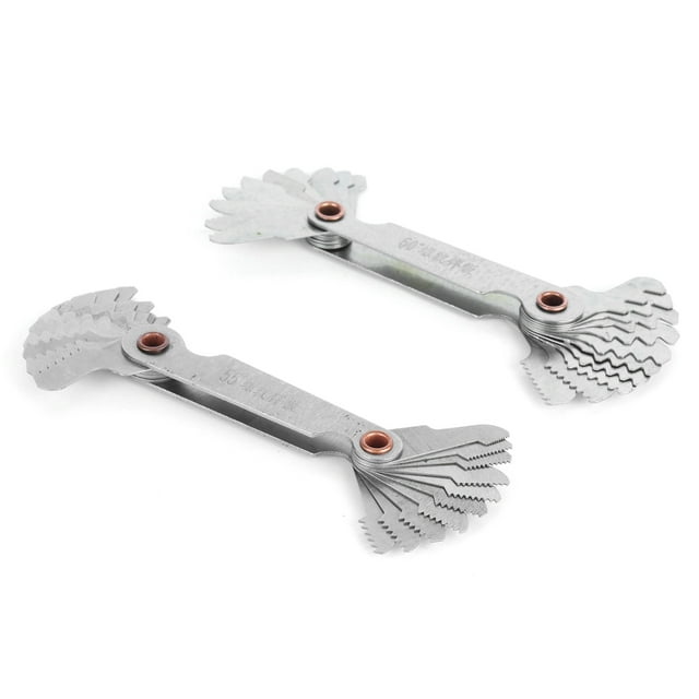 Medidores De Paso De Tornillo, Calibre De Rosca Portátil De Acero Inoxidable, Tamaño Múltiple, 2 Piezas, Métrico, 60 , Imperial, 55 , Para Calibración De Tornillos Para