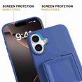 thumbnail image 3 of Dteck Hidden Wallet Cash Slot Case for iPhone 16, Heavy Duty Hard PC + Soft TPU Bumper Protective Rugged Cover with Built-in Mirror, Shockproof Dual Credit Card Holder Slim Case, Blue, 3 of 6