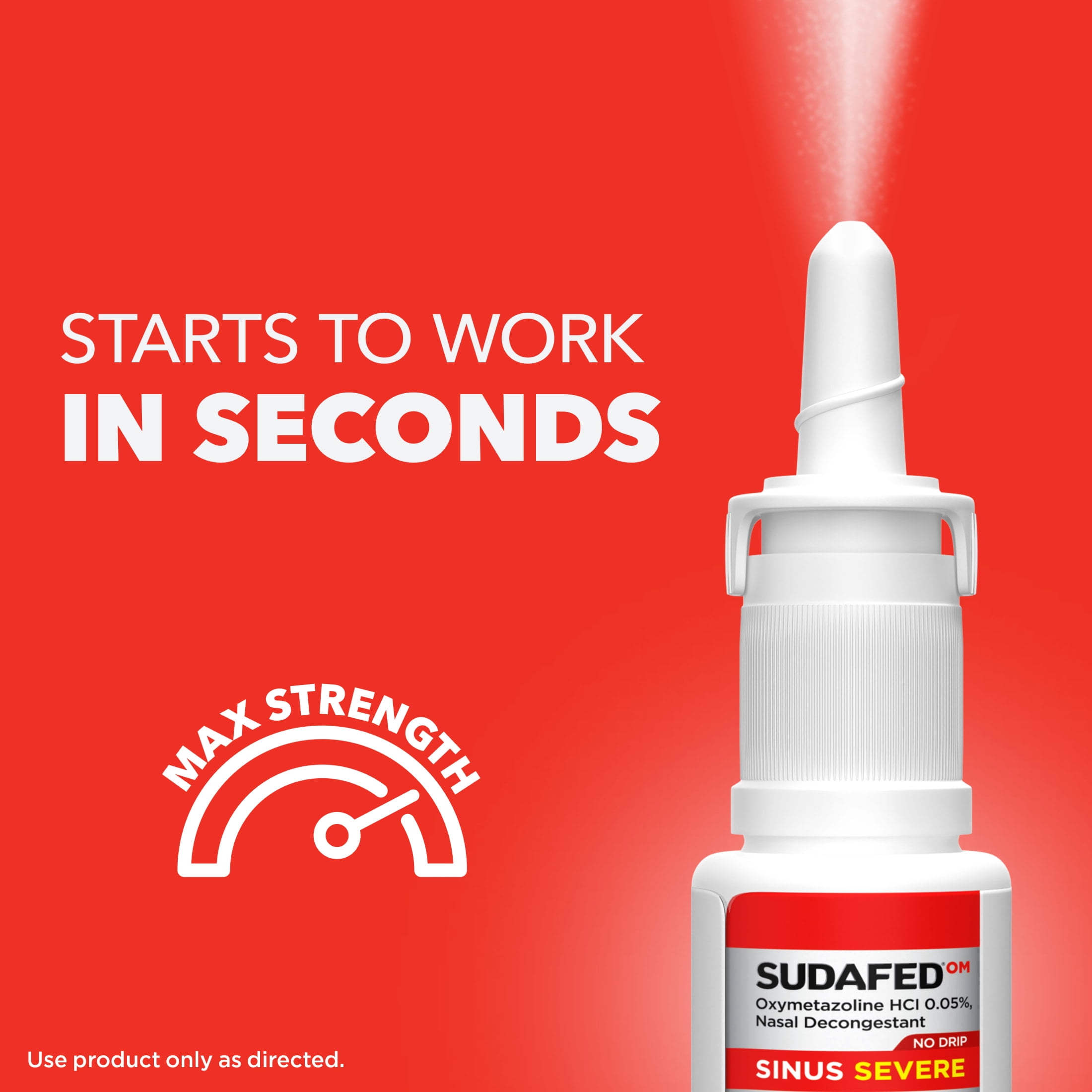 Sudafed OM Sinus Severe No Drip Nasal Spray, Max Strength Decongestant, Oxymetazoline HCl, 1 fl oz