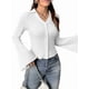 thumbnail image 2 of Blusa Informal de Larga Acampanada con Botones y Cuello Lechuga para Mujer. Blusa de Trabajo. S, 2 of 10