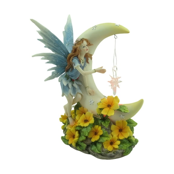 FC Design 7.75"W Fairy on Moon with LED Figurine Statue Sculpture Ornament Decoration Home/Room Decor and Unique Gift Ideas for Housewarming, Holidays and Birthdays