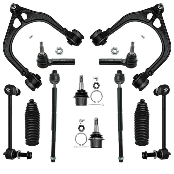 Detroit Axle - RWD Front End 12pc Suspension Kit for Chrysler 300 Dodge Charger Challenge Magnum, 2 Front Upper Control Arms Ball Joints 2 Lower Ball Joints 2 Sway Bars 4 Tie Rods 2 Boots