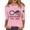 Pink, variant on Women's T-Shirts America 250 Patriotic Flag Graphic Crew Neck 3/4 Sleeve Anniversary Top