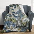 thumbnail image 4 of Chinoiserie Asian Scenic Blue Green Throw Blanket Soft Cozy Flannel Fleece Warm Microfiber Blankets for Couch Sofa Bed 40"x50", 4 of 8