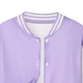 thumbnail image 4 of CAICJ98 Boys Girls Sweatsuits 2 Piece Fall Winter Outfits Toddler Kids Color Block Long Sleeve Button Down Top Varsity BaseBall Jacket and Sweatpants Clothes Set (Purple,9-10 Years), 4 of 7