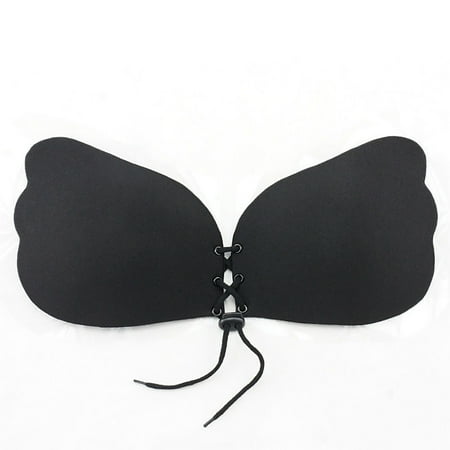 Women Silicone Adhesive Adjustable Invisible Front Closure Push Up Chest Paste Bra with Drawstring