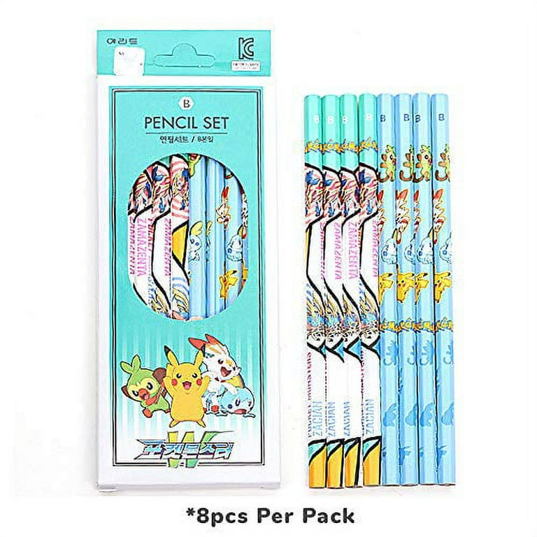  GASHINA STORY 8-in-1 Pokemon Pencils Pika Monster W B Lead  Wooden Pencil Set 1 Pack