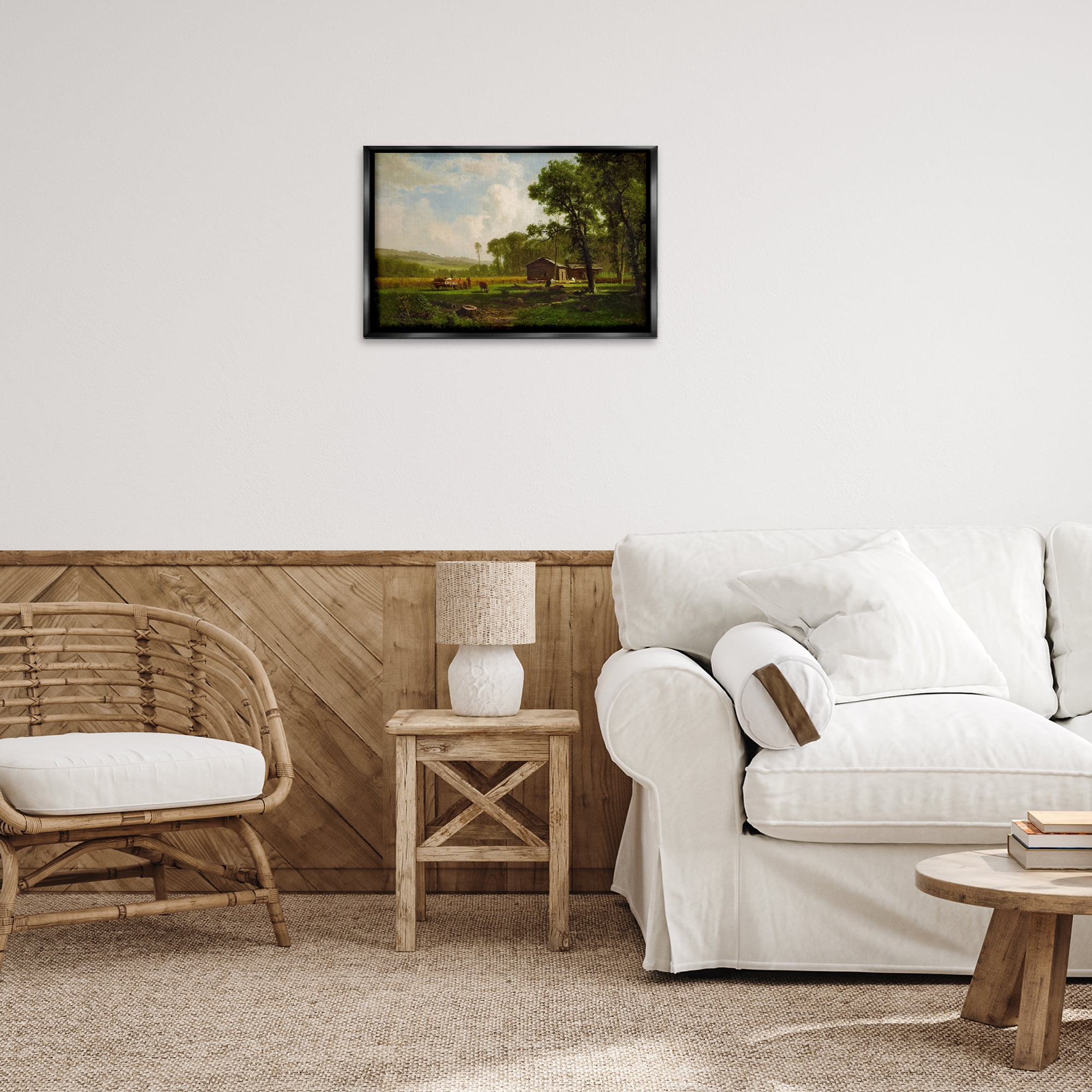 Stupell Industries Early Settlers Classical Landscape & Nature Painting Black Floater Framed Canvas Art Print Wall Art, 25 x 17
