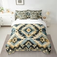 thumbnail image 3 of Manfei Western Tribal 7 Pieces Bedding Comforter Set,Rustic Aztec Full Bedding Set,Beige Blue Black Fitted Sheet Flat Sheet For Girls Boys,Microfiber Bedroom Decor Reversible, 3 of 9