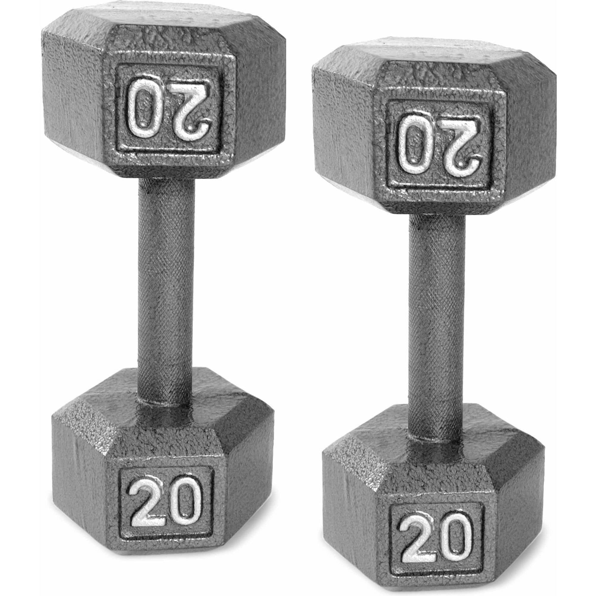 20 lb Dumbbells Pair of 2 Hex Cast Iron Free Weight 40 lbs Total NEW FREE SHIP