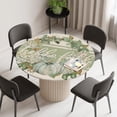 thumbnail image 2 of Round Fitted Tablecloth with Elastic Edge, Sage Green Fall Waterproof Table Cloth Table Cover for 45"-54" Tables, Pumpkins Wreath Rustic Thanksgiving Tablecloths for Dining Picnic Party Outdoor, 2 of 9