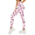 thumbnail image 2 of BiZtdJrK Butt Lifting Leggings for Women Milk Silk Soft Stretch Workout Leggings Tie Dye Prints Tummy Control Yoga Pants Full Length Tights Pink XXL, 2 of 6