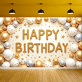 thumbnail image 4 of Golden Letters Happy Birthday Banner Decorative Design Colorful Balloons Celebration Star Elements for Birthday Party Photo Shoot Holiday Celebration, 4 of 6