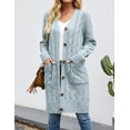 thumbnail image 3 of Womens Long Sleeve Cable Knit Long Cardigan Open Front Button Sweater Outerwear, 3 of 6
