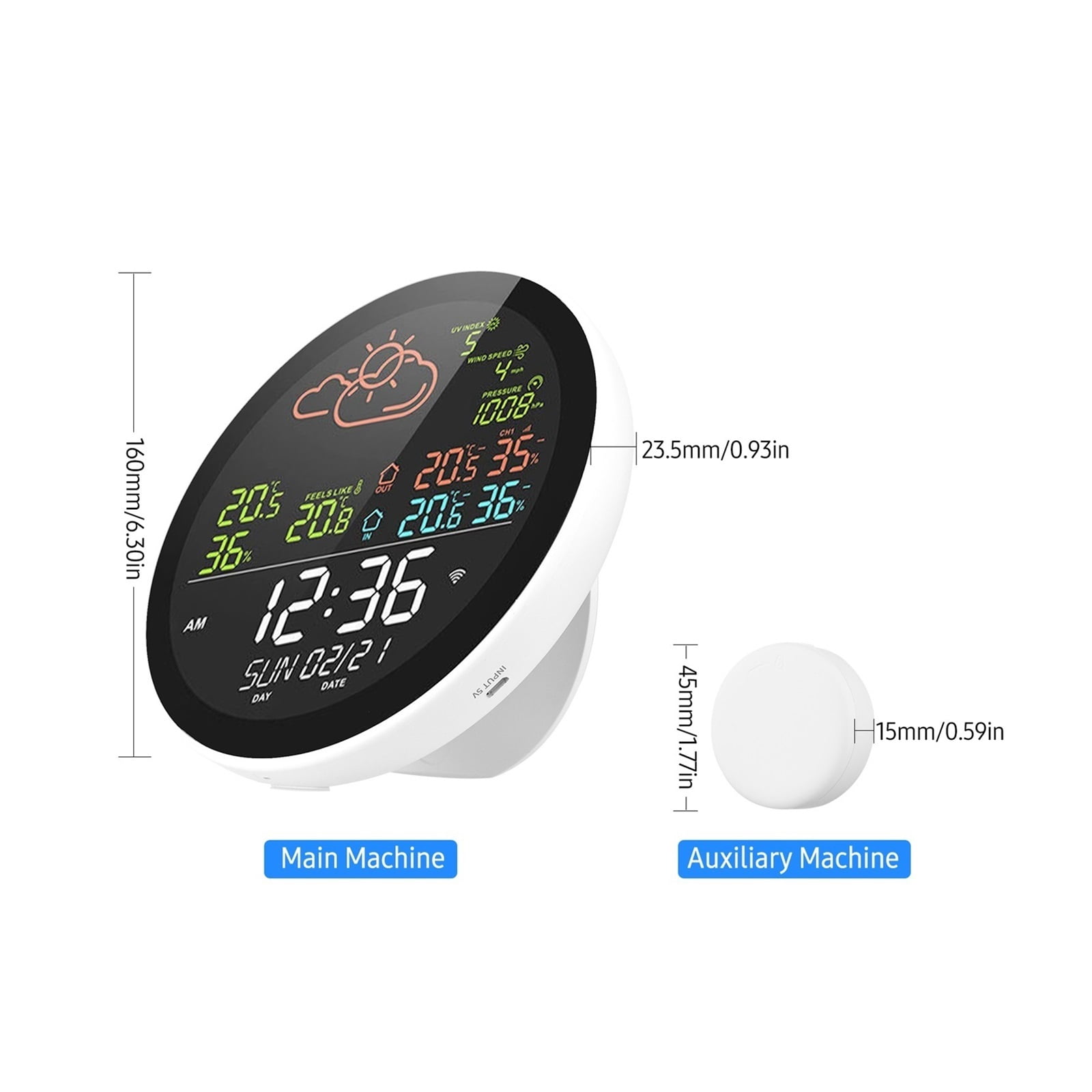 Weather Station with Clock Temperature & Humidity Meter Large Weather Clock Temp Humidity Gauge ,Weather Forecast