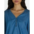 thumbnail image 4 of Time and Tru Women's Woven Relaxed Denim Top Size XS-XXXL, 4 of 5