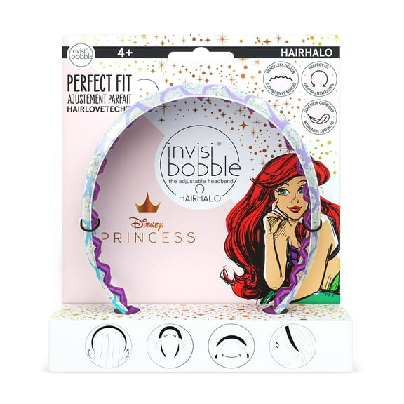invisibobble HairHalo The Adjustable Headband – Disney Princess Ariel - Hairbands Made for Everyone - Individually Adapted to the Shape of the Head and Worn All Day with No Pain or Uncomfortable Press