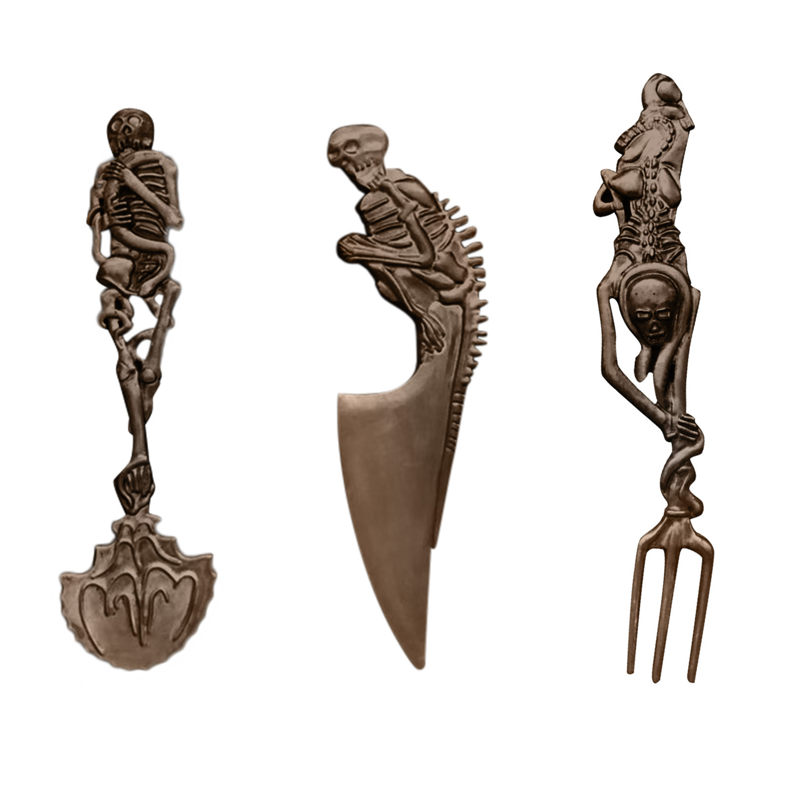 Halloween Skeletal Cutlery Sets Personality Skull Metal Tableware 3 Set