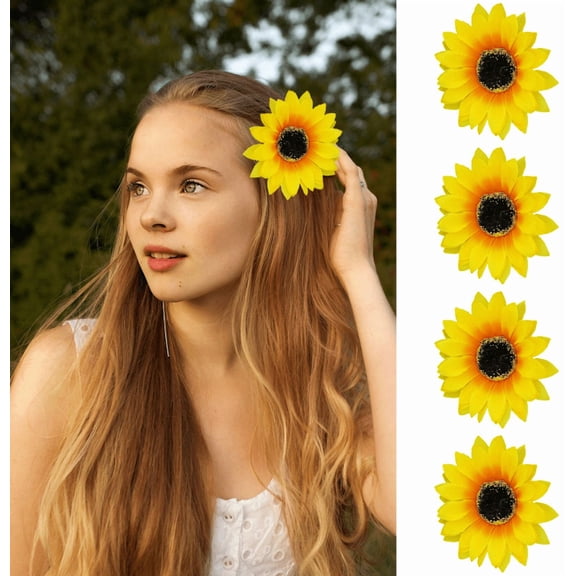 Summer Seaside Sunflower Hair Clips 4 Piece Set Versatile Floral Design for Women and Girls Hair Accessories