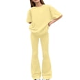 thumbnail image 5 of BVWKPCV Size 7-13y Girls Clothes 2 Piece Cute T-Shirt Tops & Flare Pants Size 8-13 Years Old Yellow 2-3Y, 5 of 7