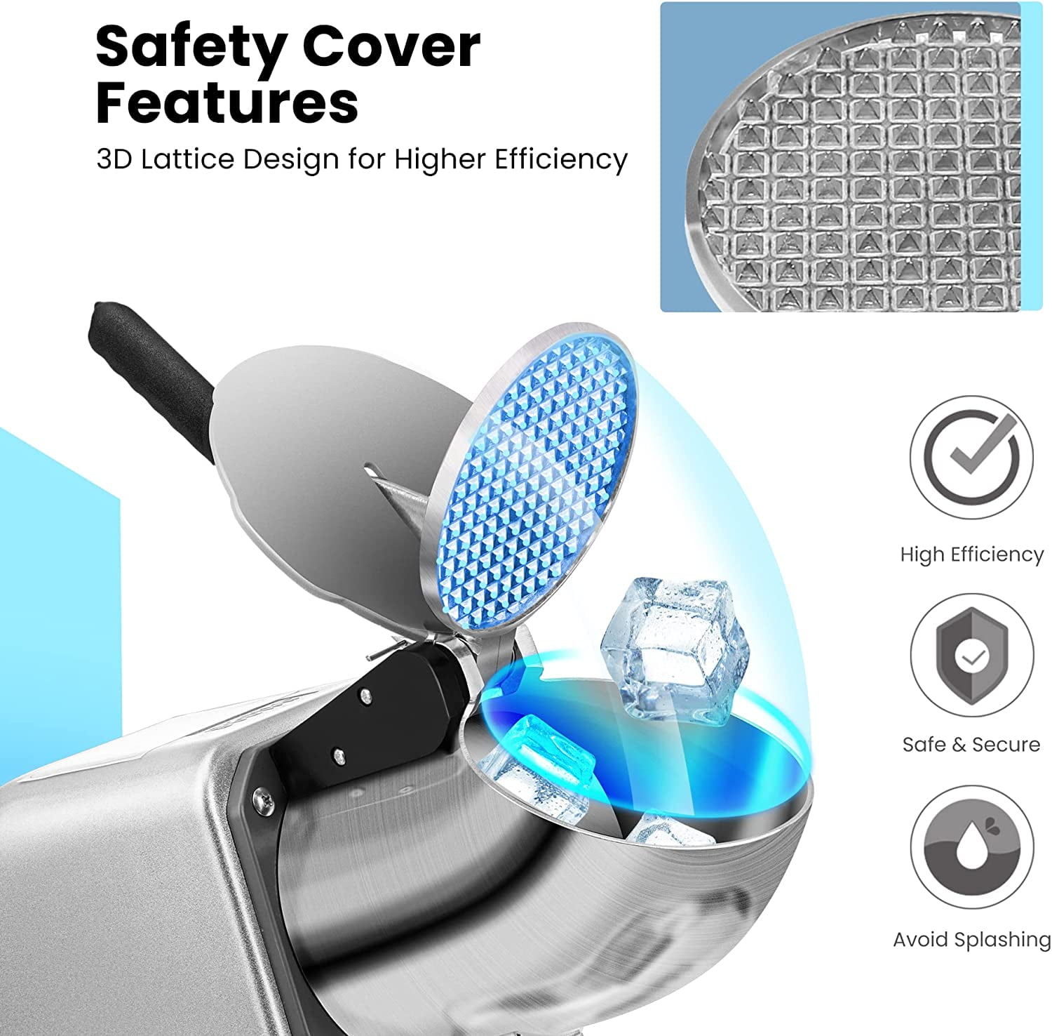 SPECSTAR 4 Blades Electric Ice Crusher Shaver Snow Cone Maker Machine with Ice Pick for Home and Commercial Use, 210lbs/hr