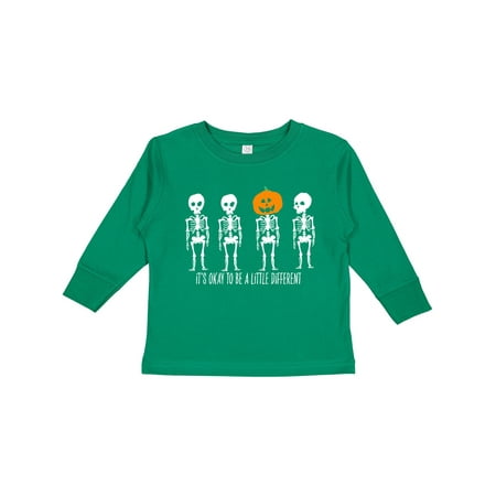 

Inktastic It s Okay to be a Little Different Skeletons and Pumpkin Boys or Girls Long Sleeve Toddler T-Shirt