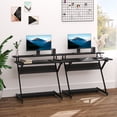thumbnail image 2 of HOMCOM 39" Compact Computer Desk, Industrial Z-Shaped Writing Desk with Monitor Shelf and Storage, Workstation for Home Office, Black, 2 of 9