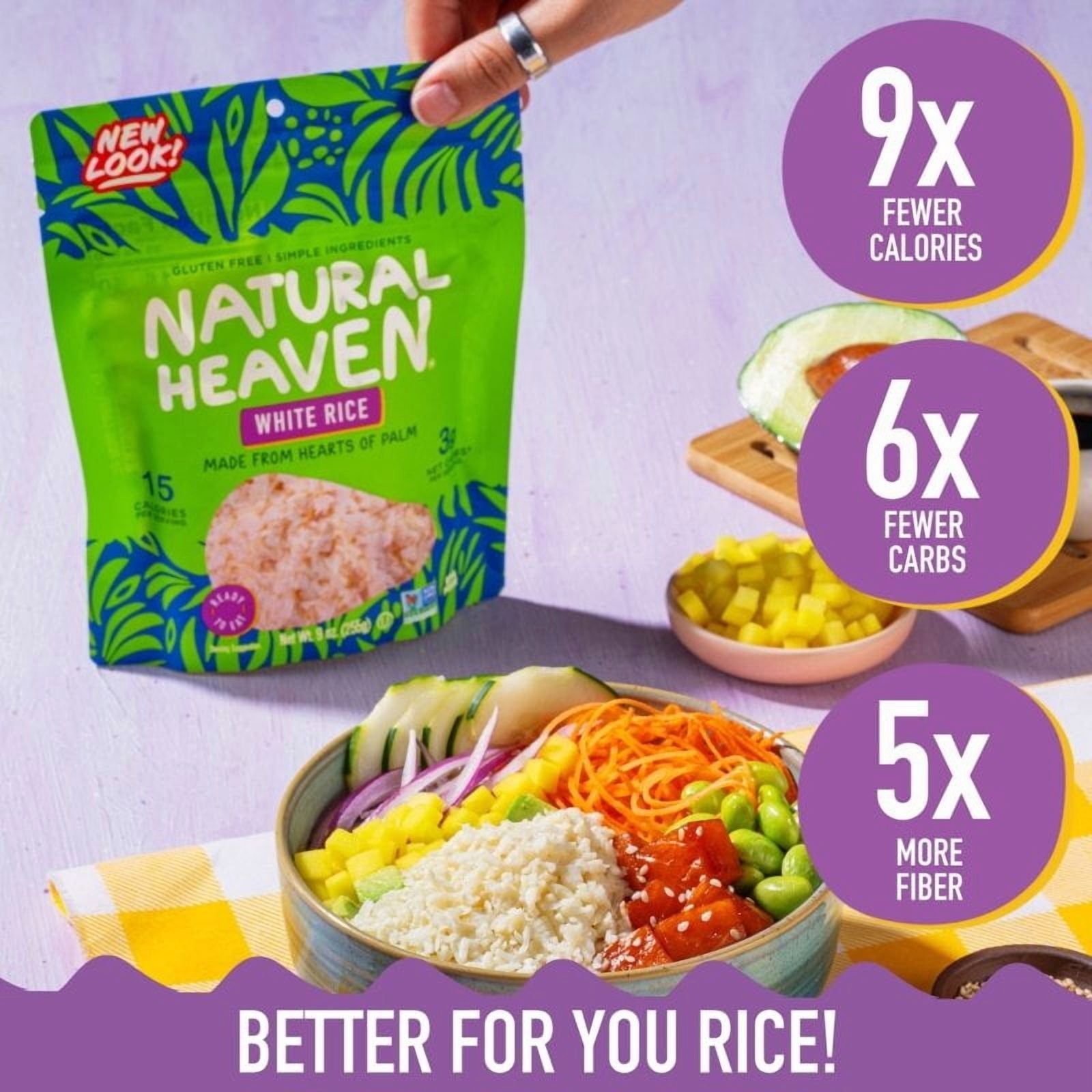 Natural Heaven - Hearts Of Palm White Rice - 6 count, 54oz (255g) each - Low Carb, Gluten-Free & Good Source of Fiber