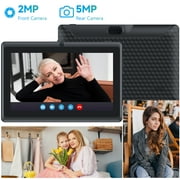 جهاز لوحي يعمل بنظام Android، أجهزة لوحية مقاس 7 بوصات، 4GB+32GB+1024GB Expand، معالج رباعي النواة بسرعة 1.5 جيجا هرتز، كاميرا مزدوجة بدقة 5 ميجابكسل، شاشة عرض IPS HD مقاس 1024 x 600، بطارية بسعة 3000 مللي أمبير، WiFi، BT، جهاز لوحي Google GMS 7، أسود