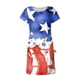 thumbnail image 4 of Wycnly Womens Dresses for 4th of July Independence Day Patriotic Party Sexy Slit Drawstring Bodycon Midi Dresses Short Sleeve Crewneck Star Print Knee-Length 2024 Summer Casual Dress Blue xxl, 4 of 5