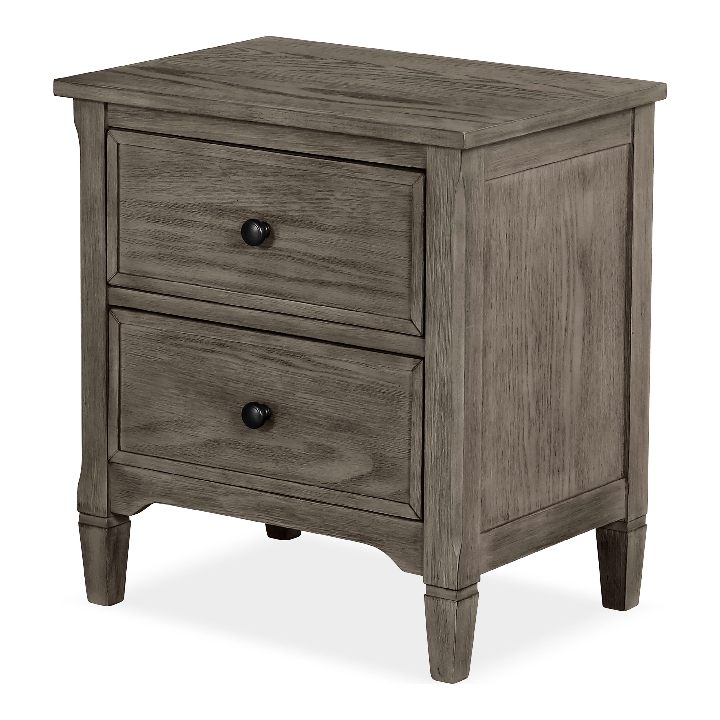 Furniture of America Memora Adult Transitional 2-Drawer Nightstand, Wire-Brushed Warm Gray