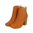 thumbnail image 5 of ML Mandarin-7 Women Faux Suede Almond Toe Chelsea Chunky Heel Bootie, 5 of 6