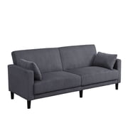 Convertible Futon Sofa Bed, Corduroy Futon Couch, Adjustable Recliner Sleeper Sofa Bed Comfy Loveseat Couches for Living Room, Grey