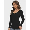 thumbnail image 4 of Long Sleeve Shirts for Women Sexy V Neck Tops Fitted Tight T Shirts Basic Tee, 4 of 6