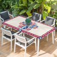 thumbnail image 2 of Independence Day Table Cloths for 5 Foot Rectangle Tables, Red Blue Flowers Patriotic Star Stripes Patio Waterproof Elastic Fitted Tablecloths, Washable Rectangular Table Cover for Camping, 2 of 8